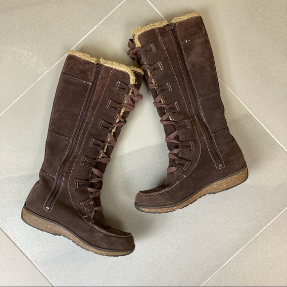 Timberland Women's Dark Brown Suede Lather Sherpa Lined Knee High Boots 6.5 - Picture 9 of 16